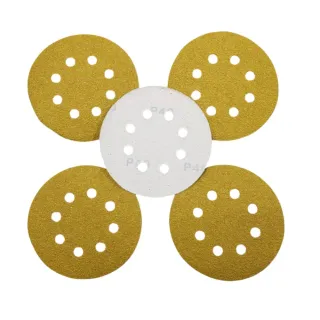 【森森機具】5吋8孔圓砂紙-黃(40-1500目 適用打磨 拋光 除鏽 木工)