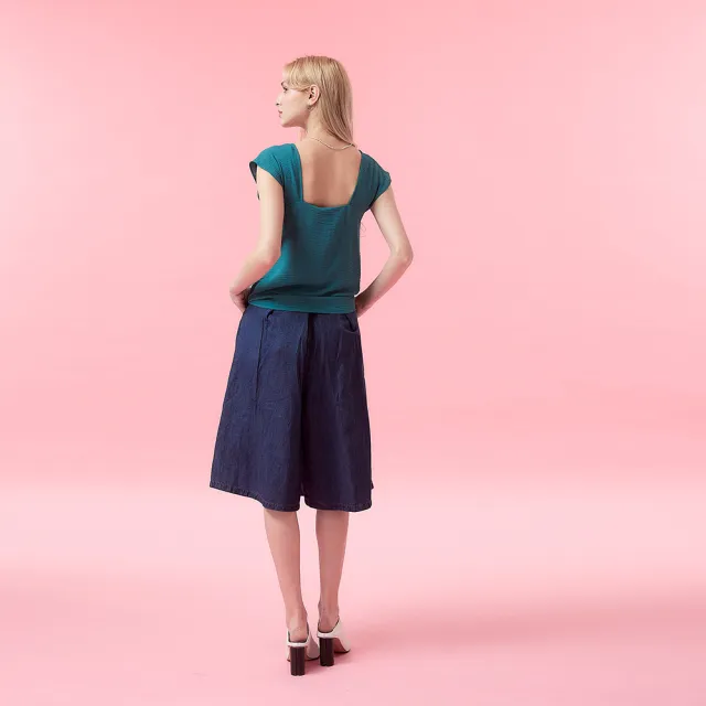 【ICHE 衣哲】Cop.Copine 法式獨特顯白潮水綠紡紗拼接造型上衣