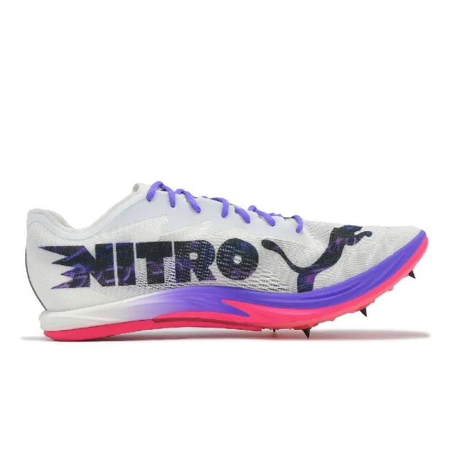 【PUMA】田徑釘鞋 Long Distance Nitro Elite 3 男鞋 白 紫 可拆式鞋釘 長距離(312330-01)