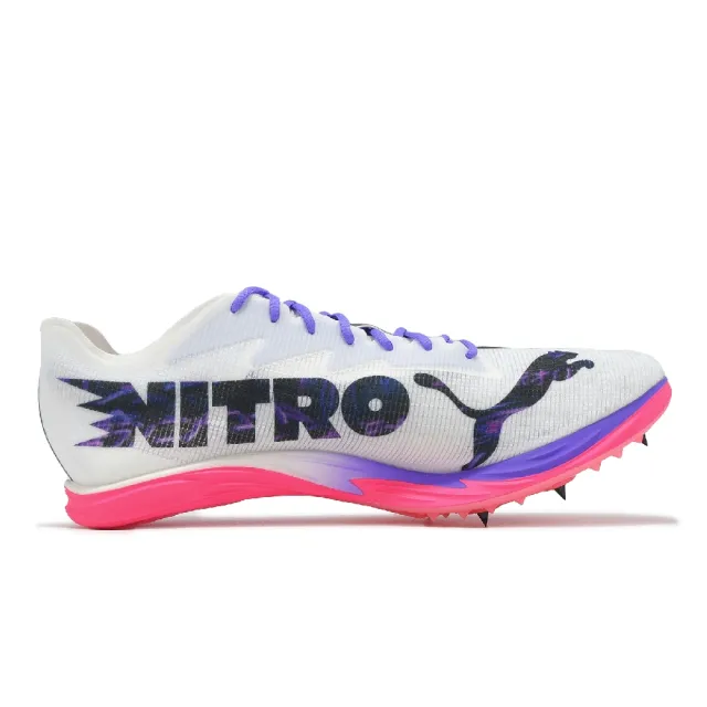 【PUMA】田徑釘鞋 Mid Distance Nitro Elite 3 男鞋 白 紫 可拆式鞋釘 中距離跑(312637-01)
