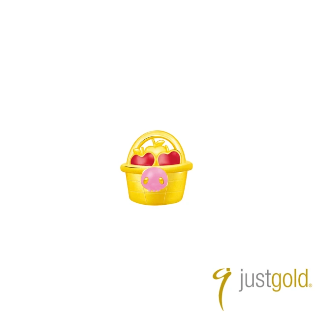 【Just Gold 鎮金店】酷洛米 Kuromi 復古野餐趣-水果籃 黃金耳環(單耳)