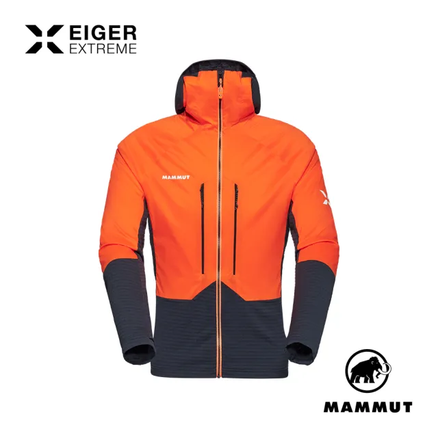 【Mammut 長毛象官方直營】Eiger Nordwand ML Hybrid 極限艾格中層連帽外套 復刻橘/夜藍 男款 #1014-05580