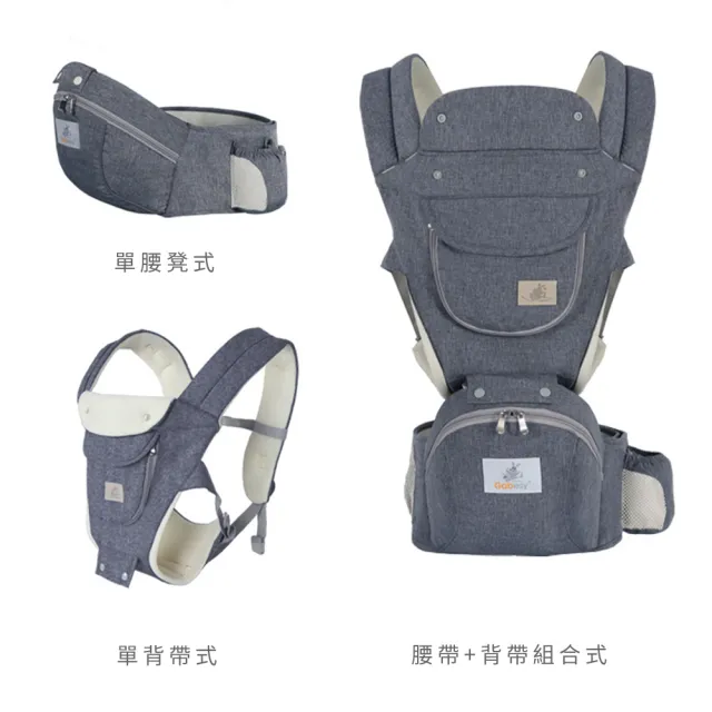 【Gabesy】多背法配防風帽 三合一透氣耐磨嬰兒揹帶 加寬肩帶防滑減震腰凳 嬰兒背帶/嬰兒背巾/新生兒揹巾