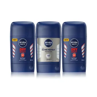 【NIVEA 妮維雅】男士止汗爽身乳膏Pro升級版50mlx3入(乾適活力/極限動力-銀炫魅力/48H乾爽/敏感肌適用)