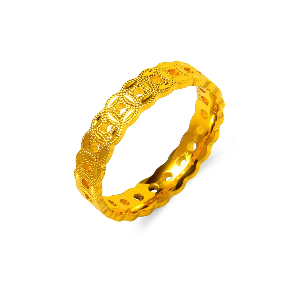 【GJS 金敬順】黃金戒指 財錢滾滾 中性款 固定戒圍(金重:0.98錢/+-0.03錢)