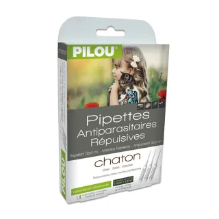【Pilou 法國皮樂】非藥用防蚤蝨蚊滴劑-幼貓用0.6ml*3管(5個月以上-4公斤以下成老貓 法國製造 派卡瑞丁)