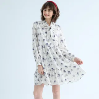 【PINK NEW GIRL】優雅花卉蛋糕裙長袖洋裝 X2101LC