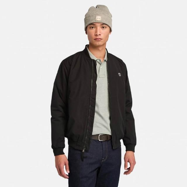 【Timberland 官方旗艦】男款黑色防潑水飛行外套(A5M9T001)