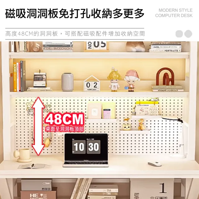 【ONE HOUSE】阿姆斯K型 洞洞板收納架電腦書桌 120x60x174CM（電腦桌 辦公桌 書房工作桌 洞洞板 桌架）