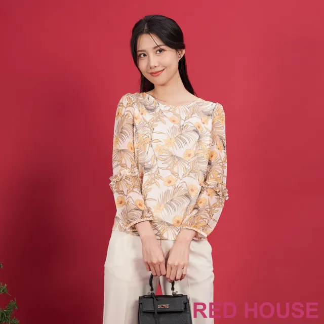 【RED HOUSE 蕾赫斯】柔光花草雪紡印花上衣(共2色)