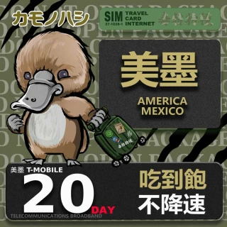【鴨嘴獸Platypi.IF】eSIM 美國 墨西哥 20天 吃到飽不降速 網卡(美墨網卡 吃到飽 美國 墨西哥 免插卡)