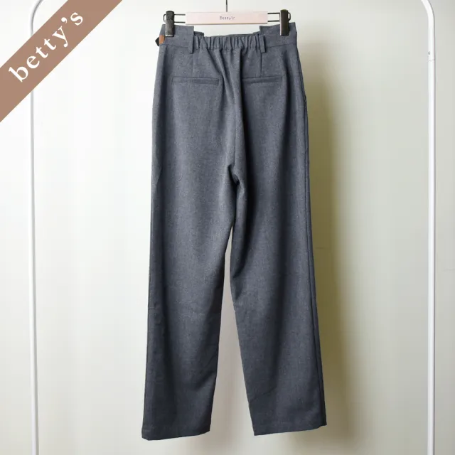 【betty’s 貝蒂思】出清品  裝飾皮帶磨毛壓褶高腰長褲(灰色)