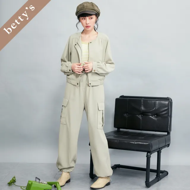 【betty’s 貝蒂思】出清品  多口袋抽繩綁帶雪紡長褲(淺綠)（其他規格）