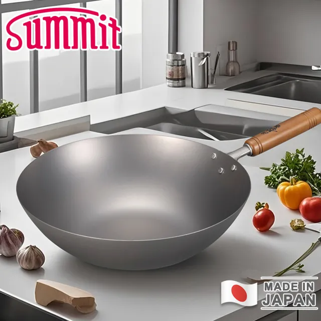 【Summit】日本製窒化鐵鍋/單柄北京平底炒鍋(30cm)