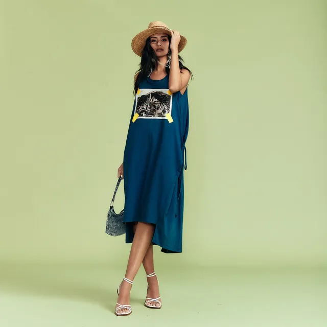 【ICHE 衣哲】Cop.Copine 法國原裝進口照印花不規則連身洋裝