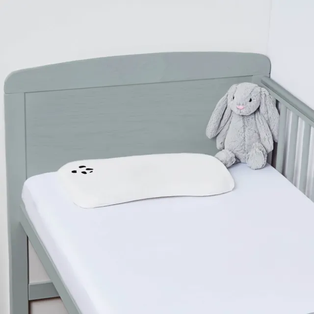 【Panda London】嬰兒枕 3cm 防扁頭 護頭型 甜夢好眠 透氣 熊貓刺繡(用到4歲的幼兒枕頭 大尺寸平枕)