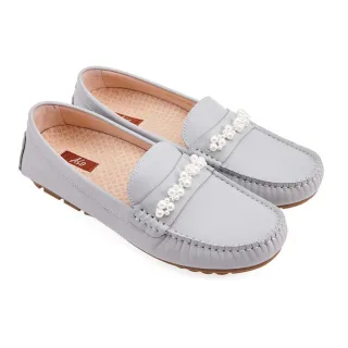 【A.S.O 阿瘦集團】A.S.O 健康按摩系列-造型珍珠方楦低跟莫卡辛樂福休閒鞋(女鞋_灰色)