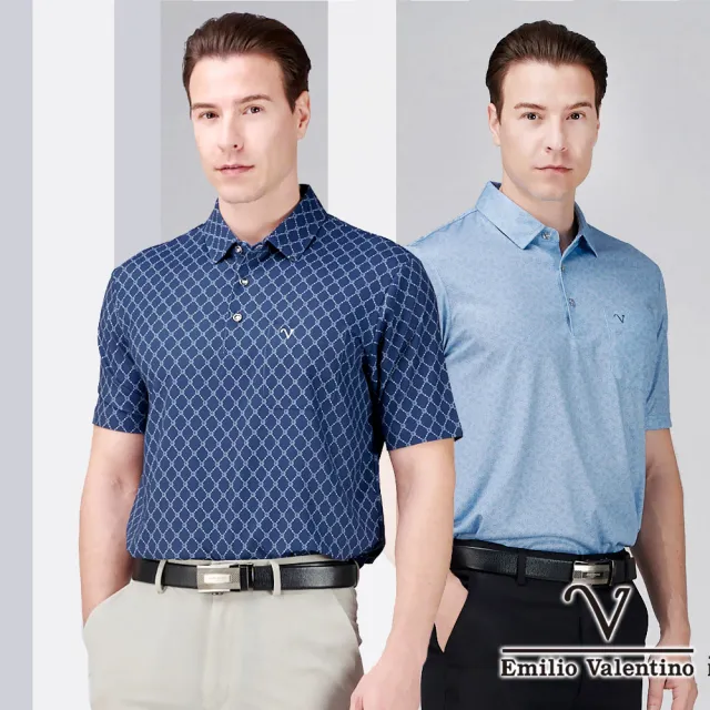 【Emilio Valentino 范倫鐵諾】男POLO衫 短袖POLO衫 休閒POLO衫 口袋上衣 印花 涼爽 polo衫 MIT(多款選)