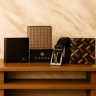 【CROSS】父親節限定 限量2折 頂級小牛皮皮革男用皮夾皮帶組 全新專櫃展示品(88父親節禮物 男夾)
