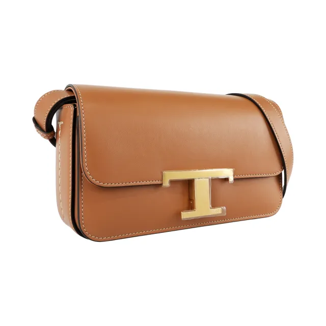 【TOD’S】T Timeless 光滑小牛皮翻蓋長型二用包(米黃色)