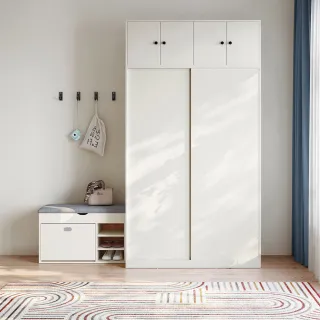 【hoi! 好好生活】林氏木業北歐簡約小戶型1.2M衣櫃 LS214-白色 附頂櫃