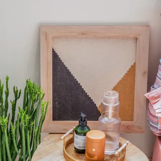 【hoi! 好好生活】庫馬里印度手工編織棉壁面木框裝飾-交錯-45x45cm