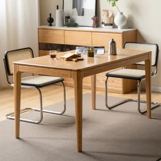 【hoi! 好好生活】源氏木語鹿特橡木原木色實木餐桌1.4M Y28R12