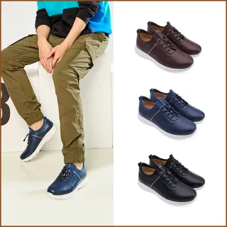 【A.S.O 阿瘦集團】A.S.O 萬步健康系列-牛皮彈力束帶氣墊鞋(男鞋_3色任選)