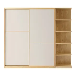 【hoi! 好好生活】Linsy現代簡約滑門衣櫃組合1.8M 邊櫃 JC3D