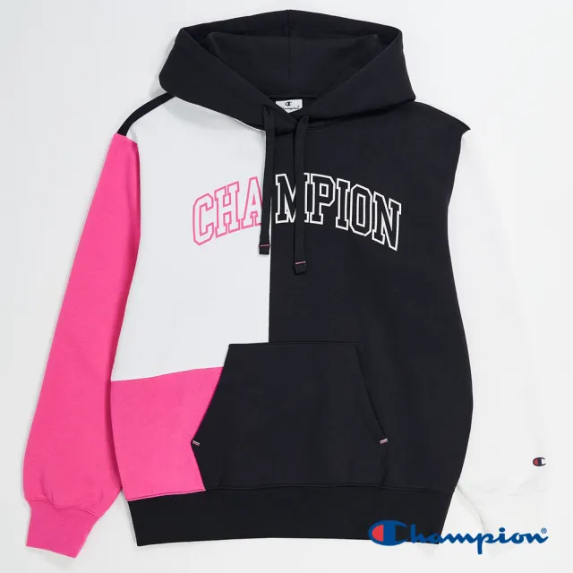 【Champion】官方直營 女款-LEGACY 色塊拼接LOGO印花連帽TEE-2色(116742-歐規)