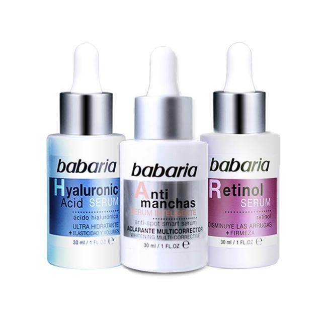 【Babaria】買1送1保濕緊緻精華液30ml-玻尿酸/視黃純/美白(公司貨)