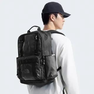 【The North Face】北面男女款黑色DWR防潑水大容量多功能休閒後背包｜8BK4BIA
