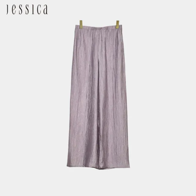 【JESSICA】鬆弛慵懶風醋酸鬆緊腰闊腿褲長褲J53211
