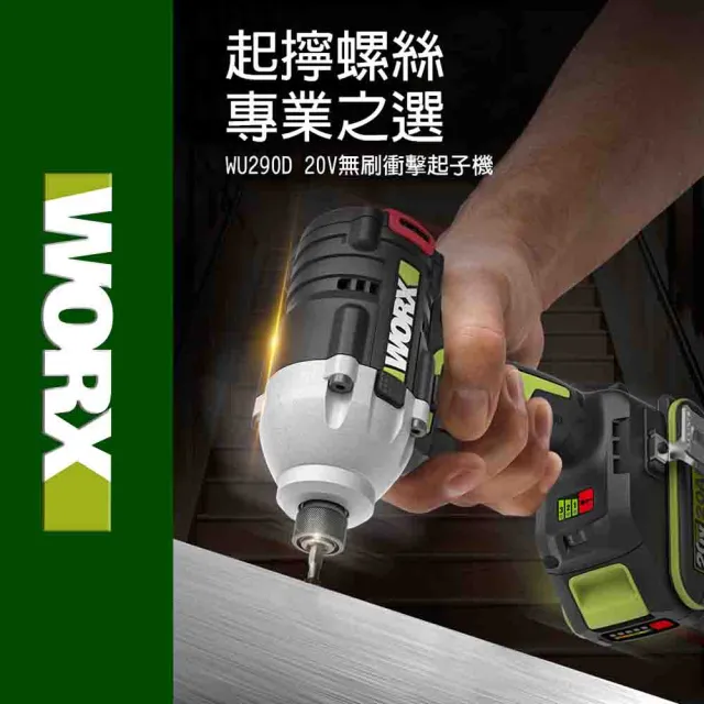 【WORX 威克士】20V 超CP值輕裝三機組 電錘+起子機+砂輪機(WU652)