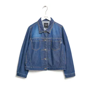 【SOMETHING】女裝 打褶牛仔外套(中古藍)