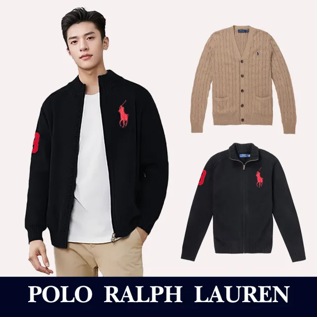 【RALPH LAUREN】RL POLO 經典立領刺繡休閒針織外套-多色選(秋冬舒適/平輸品)