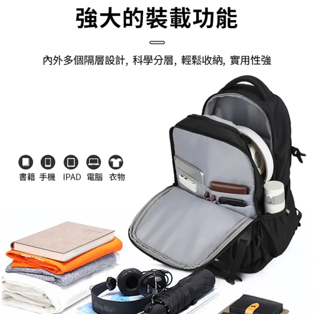【AOKING】雙11 休閒時尚後背包 大容量後背包(專利護脊/防水耐磨雙肩包/高彈力背帶)