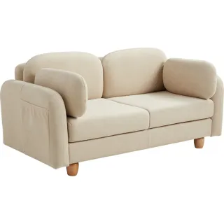 【hoi! 好好生活】林氏木業靈動百搭兒童雙人小沙發 LS486-米杏色