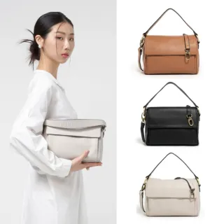 【PEPPER’S】交換禮物 真皮工藝 INK 牛皮翻蓋手提肩背包 - 咖啡棕/象牙灰/簡約黑(真皮包包 斜背包肩背包 