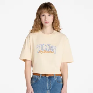 【Timberland】女款象牙色寬版休閒短袖T恤(A423BEFL)