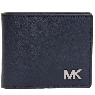 【Michael Kors】防刮皮革1+1抽式卡夾/男皮夾/男短夾/MK男短夾/MK短夾(海軍藍)