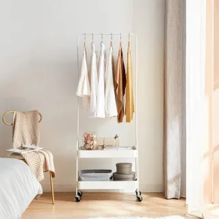 【hoi! 好好生活】林氏木業簡約可移動落地掛衣架 LS262-白色
