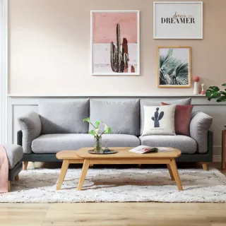 【hoi! 好好生活】Linsy北歐雙色三人布沙發2.16M 淺灰色 S023