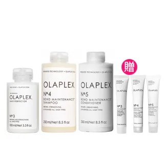 【OLAPLEX 歐啦】髮質革新金三角組(3號結構還原護髮素100ml+4號水潤洗髮乳250ml+5號水潤護髮素250ml)