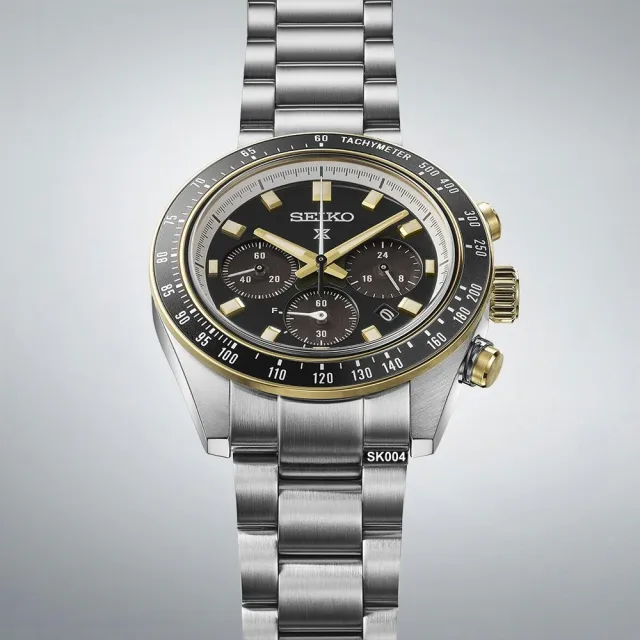 【SEIKO 精工】PROSPEX系列太陽能計時腕錶41.4㎜黑金色熊貓款 SK004(SSC941P1/V192-0AH0G)