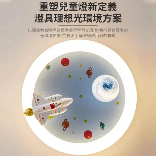 【聚美照明】5-7坪吸頂燈 兒童卡通燈 48cm 火箭/宇航員款 8000lm 智能高亮款(防屏閃/無極調光/三色變光)