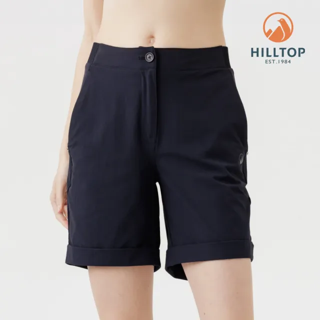 【Hilltop 山頂鳥】超潑水抗UV施華洛世奇水鑽撞釘彈性短褲 女款 黑|PS09XF77ECA0