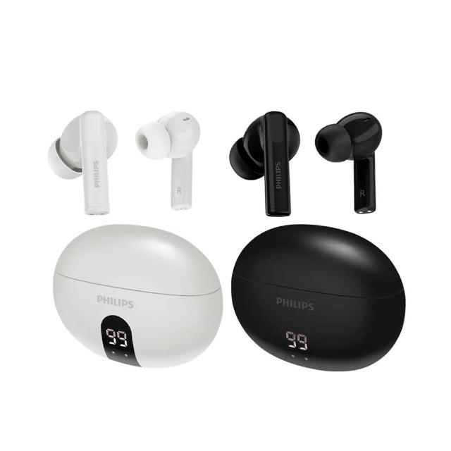 【Philips 飛利浦】主動抗噪ANC數顯無線藍牙耳機-TAT3559(AI通話抗噪)