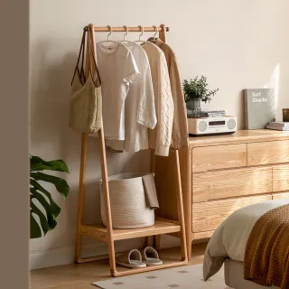 【hoi! 好好生活】源氏木語貝加爾橡木原木色三角掛衣架0.52M Y00I29