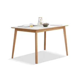 【hoi! 好好生活】YW樂岩山毛櫸實木岩板餐桌1.4M 原木色